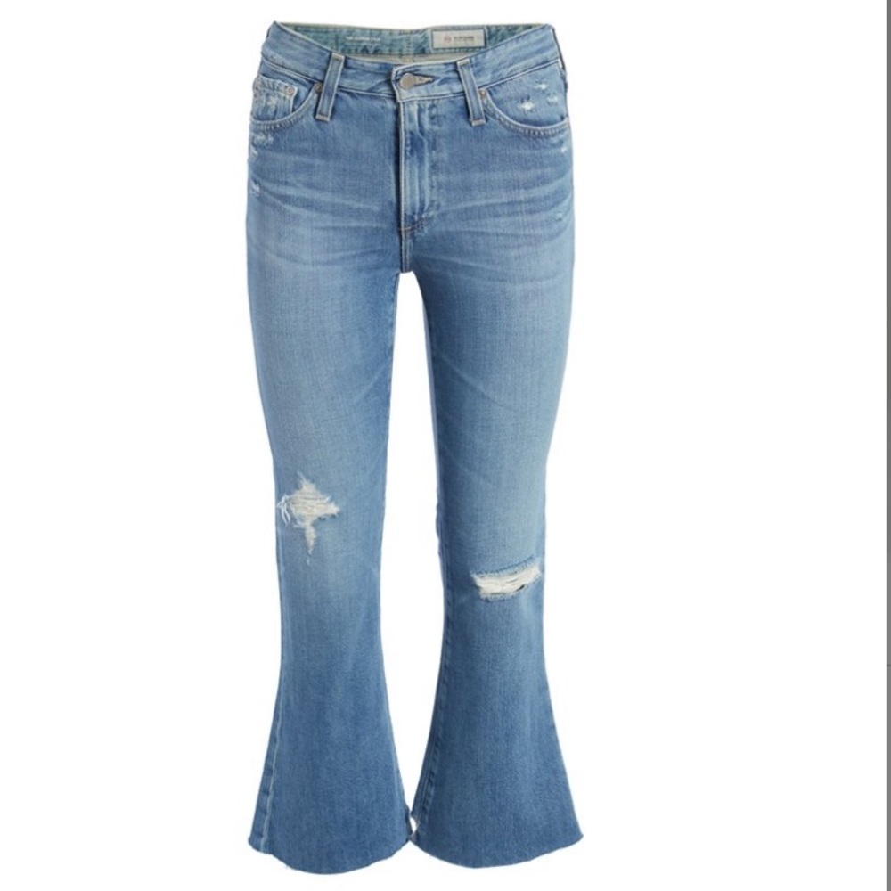 AG Jeans Haste Blue Distressed Quinne Crop Jeans Women’s Size 30